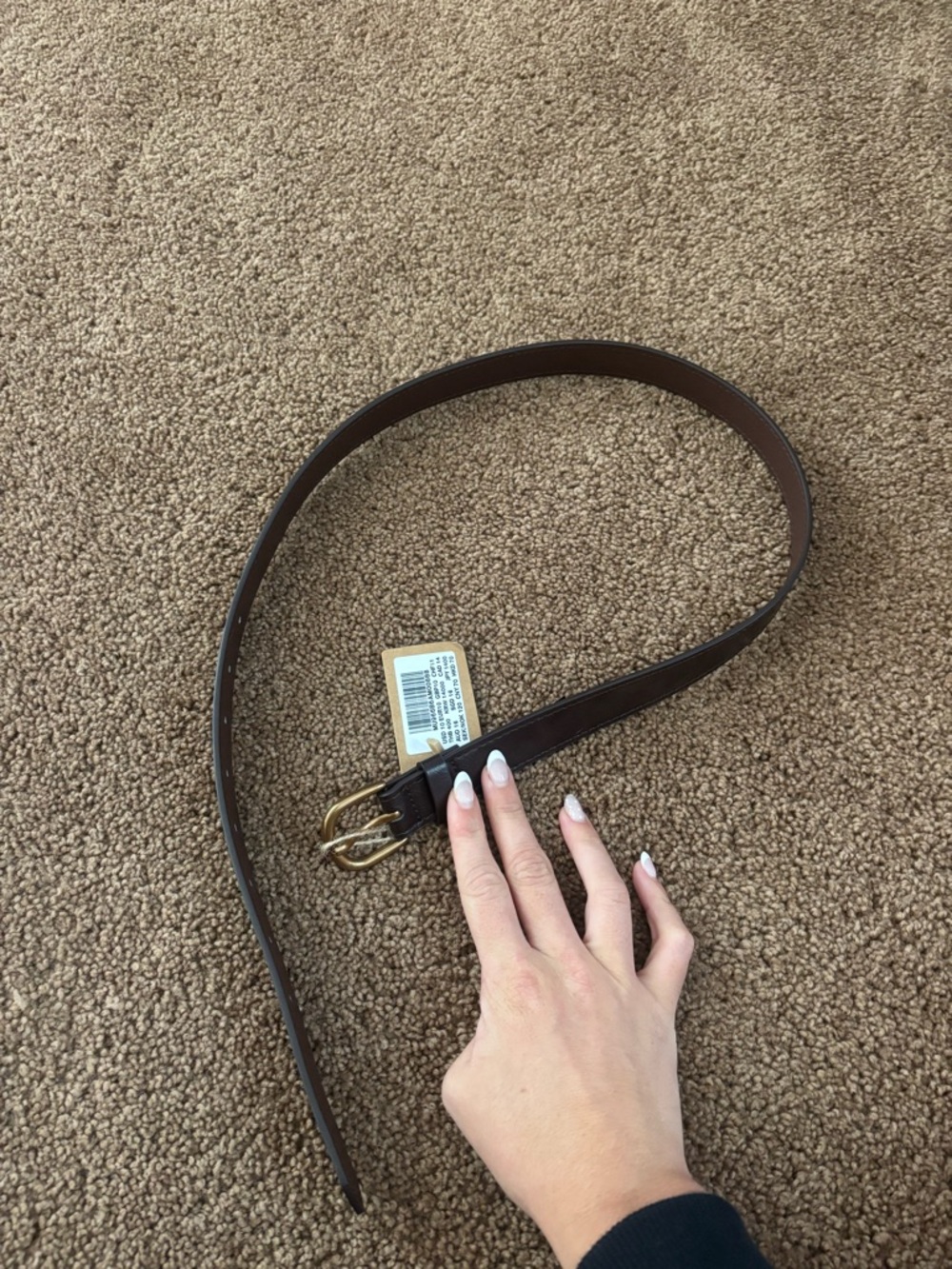 Brandy Melville Brown Leather Belt with Gold Buckle